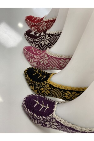 Kadın Yün Örgü 5 Adet Pamuklu Patik Çeyizlik Hediyelik Bohçalık - Ayhanhome