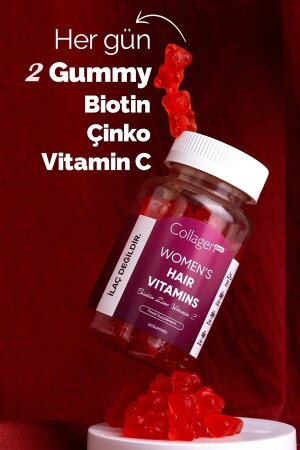 Kadınlar Için Saç Vitaminleri- 60 Gummies 120g- Biotin- Folik Asit- Saçlarınıza Güzellik Desteği - Collagen Forte Platinum