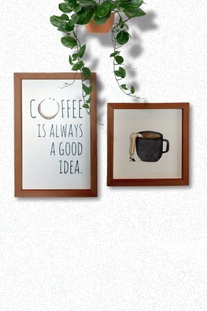 Kahve Köşesi Coffee Is Always A Good Idea Çerçeve Set ceviz - Wooden Factory