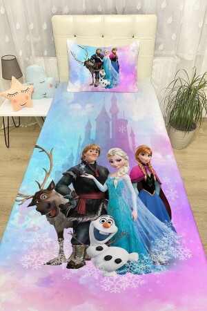 Kale Elsa ve Dostları Desenli Yatak Örtüsü ve Yastık Kılıfı evortu1652 - 1
