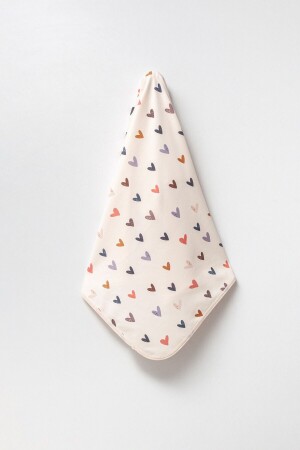 Kalp Baskılı Çift Katlı Penye Yenidoğan ve Çok Amaçlı %100 Pamuklu Bebe Battaniyesi - Genel Markalar