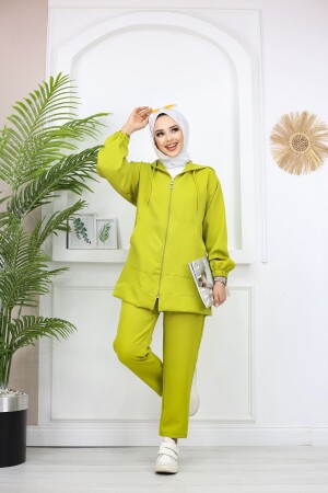 Kanguru Cepli İthal Double Kumaş Kapüşonlu Kadın Tesettür İkili Eşofman Takımı - Pink Fly