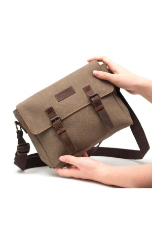 Kanvas - Deri Koyu Vizon Postacı Çanta - Design01 - Gillario