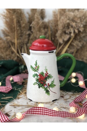 Kapaklı El Yapımı Seramik Sürahi - Yılbaşı Temalı Kokina - Handmadesign