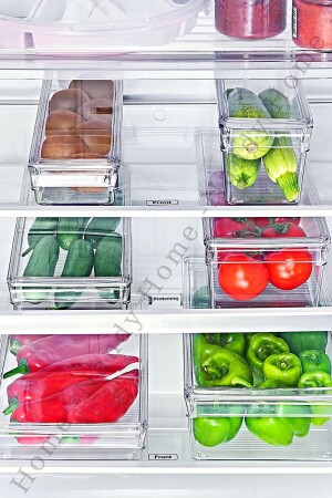 Kapaklı Mini Tall Clear Buzdolabı & Dolap İçi Düzenleyici Organizer - 3 Adet NDY-EP-615 - 3