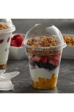 Kapaklı Pet Plastik Limonata Milkshake Bardağı 100 Adet 350cc - Miopack