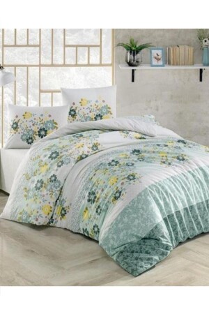 Kapitoneli Nevresim Takımı Tek Kişilik Dört Mevsim Zümrüt Yeşil ST25244 - Kristal