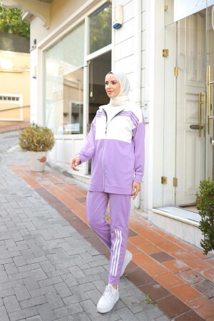 Kapşonlu İkili Eşofman Takımı TRN1016 Lila - Burcu Tesettür