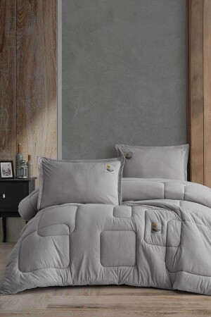 Kapsül Comfort Set Modern Uyku Seti Çift Kişilik Gri - Elart