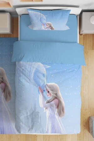 Kar Atı ve Elsa Desenli Tek Kişilik Bebek Çocuk Nevresim Seti evnev00246 - 1
