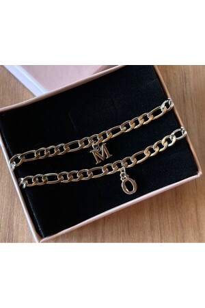 Kararmaz Çelik 2 li harfli bileklik sevgili - çift - arkadaş - bilekliği - Hediyedukkani