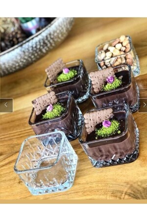 Kare Cam Magnolia Tatlı Kasesi 6'lı Cam Kare Cup Magnolia Ve Dondurma Kasesi - Diba Avm