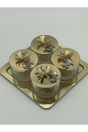 Kare Tepsili Paşabahçe Elysia Cam Serisi 4'lü Reçellik,çerezlik,dondurmalık,sunumluk,baharatlık Kareelysia4lugold - Fiyakalı Ürünler Atölyesi