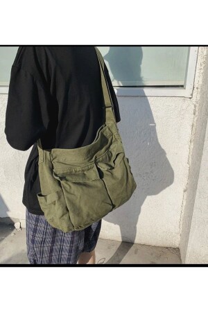 Kargo Cepli Postacı Çanta Unisex Haki Yeşil Iç Hacmi Geniş Sokak Tarzı Postacı kargoceppostacı - Gofeel