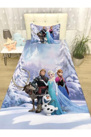 Karlı Orman ve Elsa Desenli Yatak Örtüsü Ve Yastık evortu1062 - 1