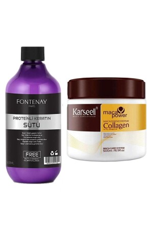 Karseell Kollagen-Haarmaske & Weizenprotein 500 ml + Protein-Keratin-Milch 500 ml, 2er-Set - Fontenay