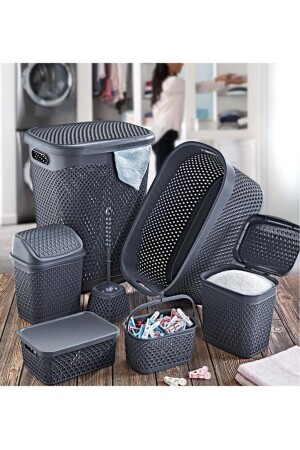 Katre Çeyiz Seti 7 Parça Antrasit Banyo Seti TRN-170SET-07 - SmartWare