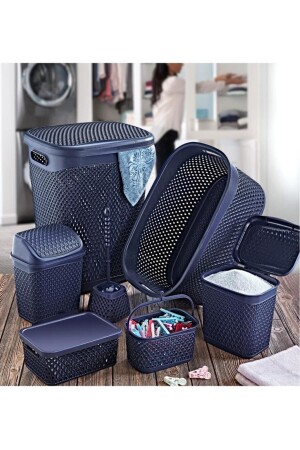 Katre Çeyiz Seti 7 Parça Lacivert Banyo Seti TRN-170SET-06 - SmartWare