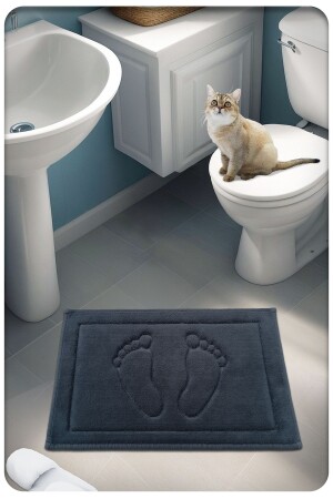 Kaymaz Taban %100 Pamuk Dokuma Banyo Paspası Ayak 60x40 cm - Cottoncrafty