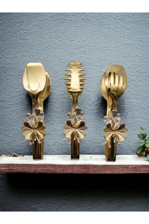 Kelebekli Gold Salata- Makarna ve Pasta Servis Sunum Maşası- Paslanmaz Çelik Yemek Maşa Seti - Fiyakalı Ürünler Atölyesi