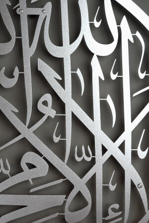 Kelime-i Tevhid Yazılı Metal Islami Duvar Tablosu - Hat Yazılı Dini Tablo - Gümüş Renk - Wam090 WAM090LG - 3