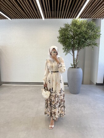 Kemerli Çiçekli Elbise - Duendeca