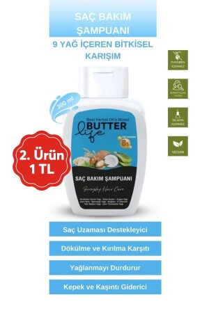 Kepeğe Karşı Etkili Ve Güçlendirici Saç Dökülmesine Karşı Etkili Tropik Bitkisel Şampuan 300ml - Life Butter