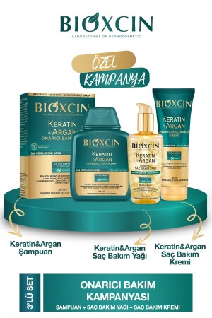 Keratin & Argan Onarıcı Şampuan 300ml - Keratin Argan Saç Bakım Yağı - Saç Kremi - Bioxcin