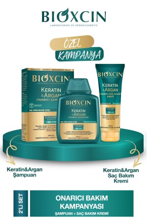 Keratin & Argan Onarıcı Şampuan 300ml + Kertin Argan Saç Bakım Kremi B10157 - 1