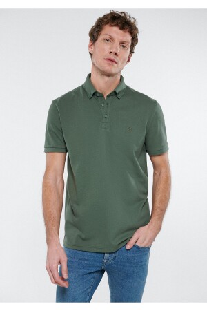 Khakifarbenes Polo-T-Shirt, taillierter/enganliegender Schnitt 063247-33198 - Mavi