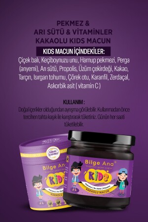 Kids Çocuklar Için Özel Glikoz Içermeyen Arı Sütü Pekmez Bal Ve C Vitaminli Kakaolu Macun Bilge Kids - 3