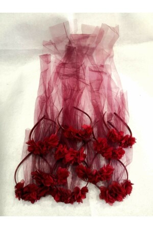 Kına Gecesi Lazer Güllü Tüllü Nedime Tacı(bordo) 10'lu Paket Lazer Gül Taç Bordo hsdtyu7896 - HİSARAKSESUAR