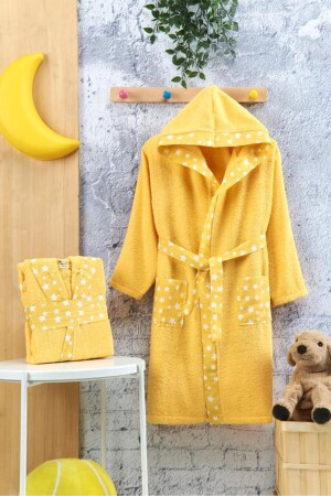 Kinder-Bademantel, Kapuzen-Bademantel, 100 % Baumwolle, Baby-Bademantel, bestickte Robe, Kapuzen-Bademantel für Mädchen und Jungen - Genel Markalar