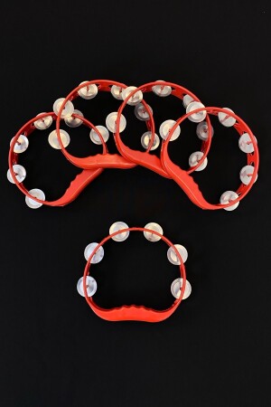 Kırmızı Gelin Nedime Tefi Defi- Kına Gecesi Düğün Damat Sünnet Halay Metal Zilli Plastik Tef 10 Adet - Zeymerade