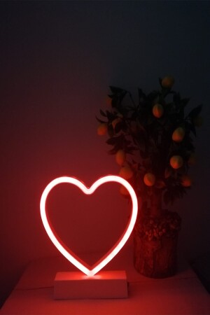 Kırmızı Kalp Neon Led Işık Dekoratif Aydınlatma Süs Romantik Sevgiliye Süpriz Hediye Pilli 21x19cm 160720221404 - 2