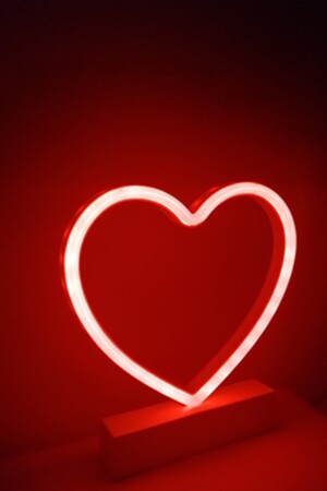 Kırmızı Kalp Neon Led Işık Dekoratif Aydınlatma Süs Romantik Sevgiliye Süpriz Hediye Pilli 21x19cm 160720221404 - 3
