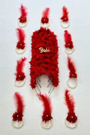 Kırmızı Nedime Bilekliği Ve Nedime Taçı(metal)- Kına Gecesi- Bekarlığa Veda Partisi- Bride To Be - Zeymerade