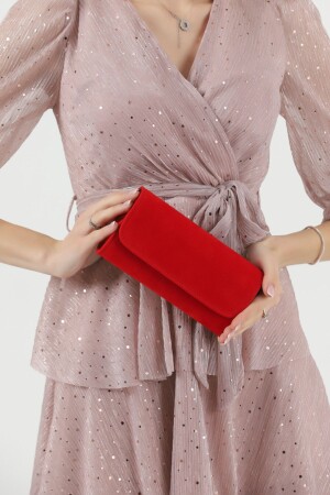 Kırmızı Süet Abiye Çanta - Efnanstore