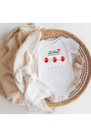 Kısa Kollu %100 Pamuklu 23 Nisan Balon Tasarımlı Body Zıbın - Lotus Baby