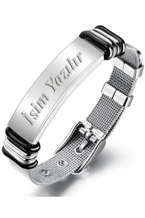 Kişiye Özel Isimli Hasır Kemer Kordon Çelik Erkek Bileklik Scb13 - Takı Dükkanı