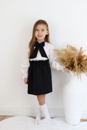 Kız Çocuk Uzun Kollu Siyah Etek Bluz Fular 23 Nisan Takım - Parla Kids