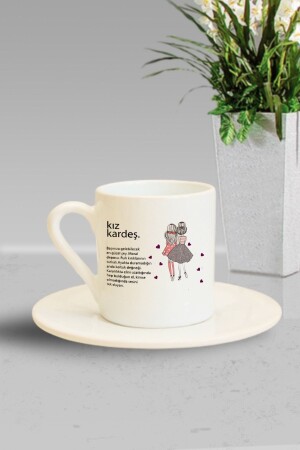 Kız Kardeş Tanımı3 Kız Kardeşlere Özel Tasarım Baskılı Türk Kahvesi Fincanı he-kf-2179 - Hediyexpres