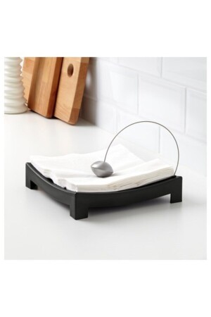 Knyck Topuzlu Ağırlıklı Dekoratif Ve Fonksiyonek Plastik Siyah Peçetelik - Ikea