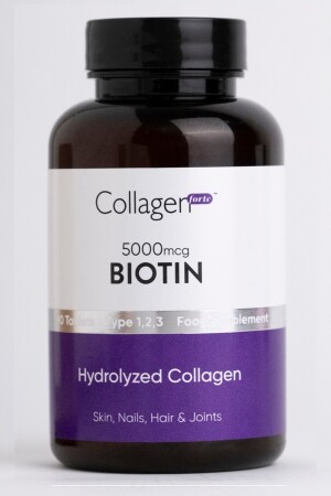 Kolajen & Biotin 5000mcg, 1500mg X 90 Tablet, Saç Vitamini Güçlendirici Gıda Takviyesi 8682340346318 - 1