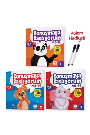 Konuşmaya Başlıyorum Serisi (türkçe'de En Çok Kullanılan 1000 Kelime) (2-4 Yaş) Yaz-sil Kitaplar - Yükselen Zeka Yayınları