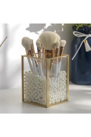 Kosmetik-Aufbewahrungsbox aus Messing, spezielles Design, Gold, für den Schreibtisch, Lippenstift, Glas, Schmuck 663829101 - 1