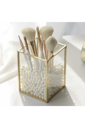 Kosmetik-Aufbewahrungsbox aus Messing, spezielles Design, Gold, für den Schreibtisch, Lippenstift, Glas, Schmuck 663829101 - 3