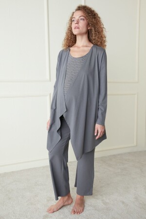 Koyu Gri Mama Hamile Stone Relax Sabahlık - Penti