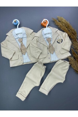 KRAVAT AKSESUARLI ERKEK BEBEK CEKET 3 LÜ TAKIM - Zimboo