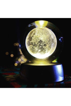 Kristal Cam Küre Renk Değiştiren Led Işıklı Ay Lamba - Redsky Butik